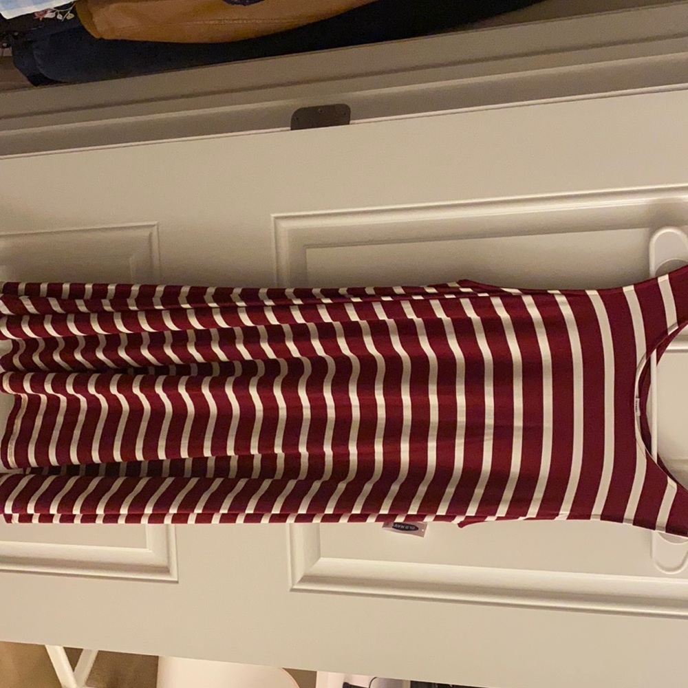 Red and white stripped maxi dress